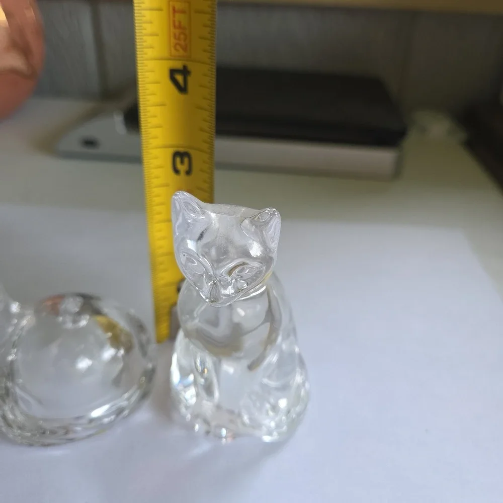Vintage Lenox Crystal Kitty Cat Salt & Pepper Shakers Kitten Germany 1980s Glass